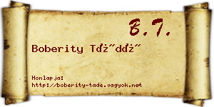 Boberity Tádé névjegykártya